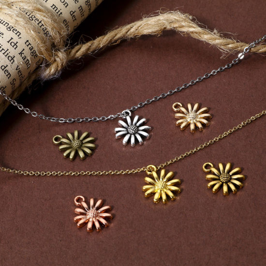 Picture of Zinc Based Alloy Charms Multicolor Daisy Flower 14.5mm x 12mm