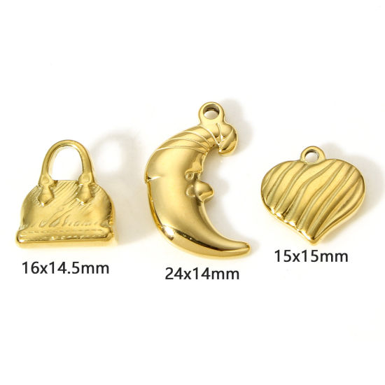 Immagine di 1 Pz 304 Acciaio Inossidabile Elegante Charms Cuore Oro Placcato Striscia