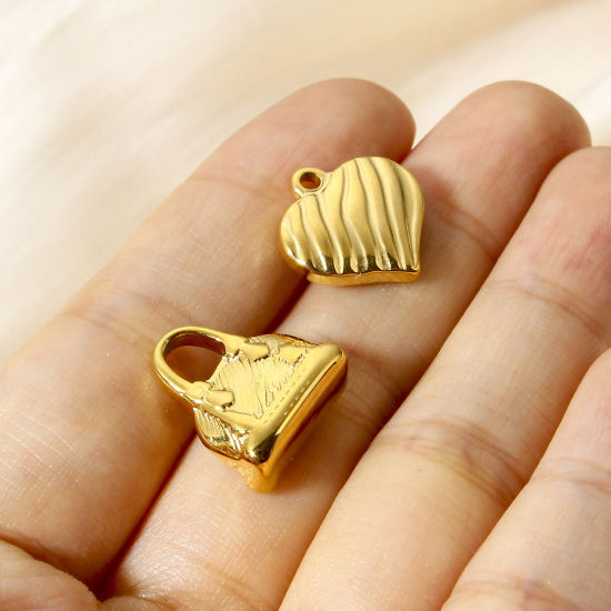 Immagine di 1 Pz 304 Acciaio Inossidabile Elegante Charms Cuore Oro Placcato Striscia
