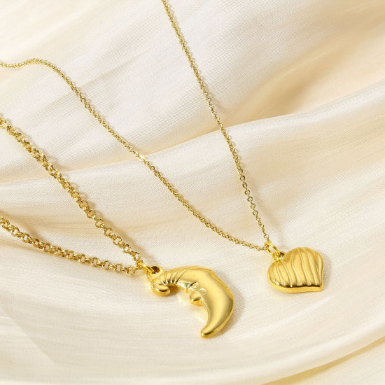 Immagine di 1 Pz 304 Acciaio Inossidabile Elegante Charms Cuore Oro Placcato Striscia