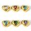 Picture of 304 Stainless Steel Birthstone Beads For DIY Jewelry Making Heart Gold Plated Multicolor Rhinestone