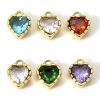 Bild von 1 Stück 304 Edelstahl Monatsstein Charms Herz Vergoldet Bunt Strass
