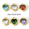 Bild von 1 Stück 304 Edelstahl Monatsstein Charms Herz Vergoldet Bunt Strass