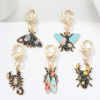 Picture of Insect Keychain & Keyring Gold Plated Multicolor Moth Flower Enamel