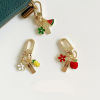 Picture of Stylish Keychain & Keyring Gold Plated Multicolor Fruit Flower Enamel