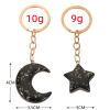 Picture of Acrylic Galaxy Keychain & Keyring Gold Plated Black & Gold Pentagram Star Moon