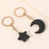 Picture of Acrylic Galaxy Keychain & Keyring Gold Plated Black & Gold Pentagram Star Moon