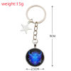 Picture of Glass Galaxy Keychain & Keyring Silver Tone Pentagram Star Constellation