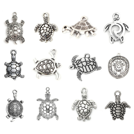 Picture of Zinc Based Alloy Charms Antique Silver Color Sea Turtle Animal