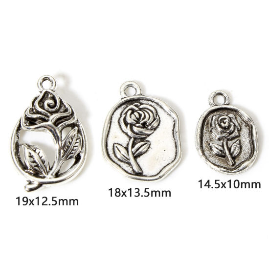 Bild von 100 Stück Zinklegierung Charms Antiksilber Rose