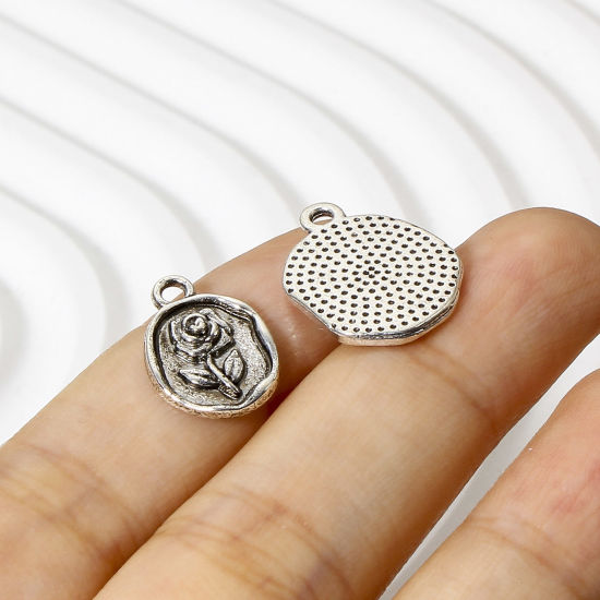 Bild von 100 Stück Zinklegierung Charms Antiksilber Rose