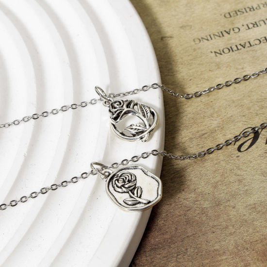 Bild von 100 Stück Zinklegierung Charms Antiksilber Rose