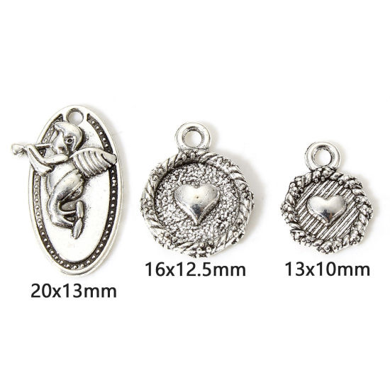 Picture of Zinc Based Alloy Charms Antique Silver Color Heart Angel