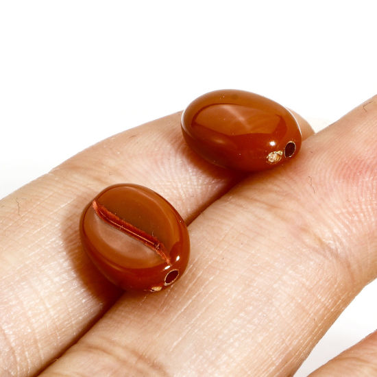 Bild von 200 Stück Acryl Perlen für die DIY-Schmuckherstellung Vergoldet Bunt Kaffeebohne ca. 10.5mm x 8mm, Loch:ca. 1.2mm