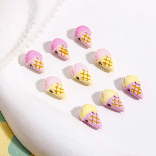 Image de 5 Pcs Perles pour DIY Fabrication de Bijoux de Pendentife en Alliage de Zinc Multicolore Glace Émail 15.5mm x 10mm, Trou: env. 1.5mm