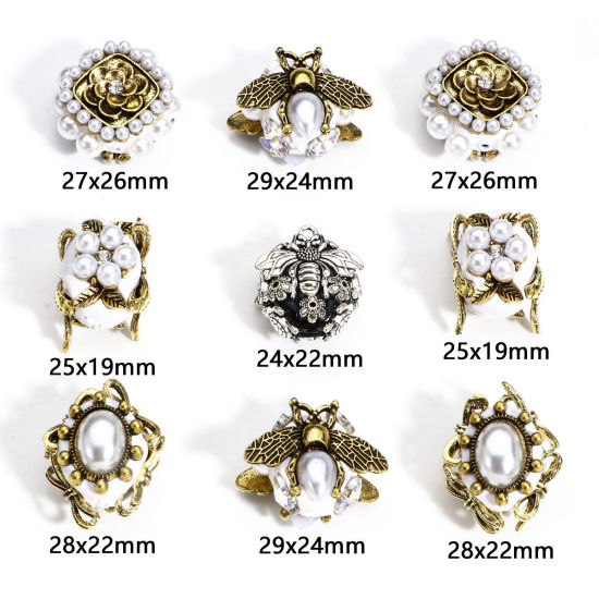 Image de 1 Pièce Perles pour DIY Fabrication de Bijoux Baroque en Alliage de Zinc & Pâte Polymère Ovale Multicolore Abeille 3D
