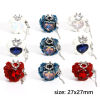 Picture of Zinc Based Alloy & Polymer Clay Baroque Beads For DIY Jewelry Making Heart Multicolor Crown Pattern Rhinestone About 27mm x 27mm, Hole: Approx 2.6mm