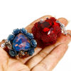 Picture of Zinc Based Alloy & Polymer Clay Baroque Beads For DIY Jewelry Making Heart Multicolor Crown Pattern Rhinestone About 27mm x 27mm, Hole: Approx 2.6mm