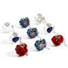 Picture of Zinc Based Alloy & Polymer Clay Baroque Beads For DIY Jewelry Making Heart Multicolor Crown Pattern Rhinestone About 27mm x 27mm, Hole: Approx 2.6mm