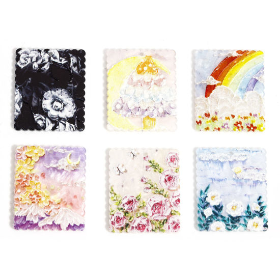 Bild von 10 Stück Acryl Anhänger Blumen Bunt 3.5cm x 2.9cm