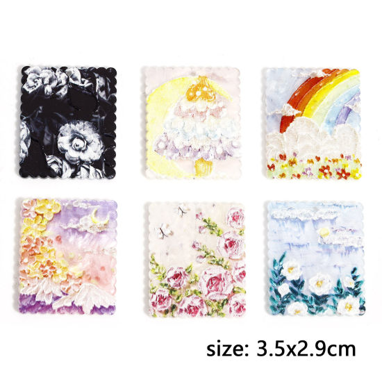 Bild von 10 Stück Acryl Anhänger Blumen Bunt 3.5cm x 2.9cm