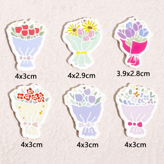 Picture of Acrylic Valentine's Day Pendants Flower Multicolor