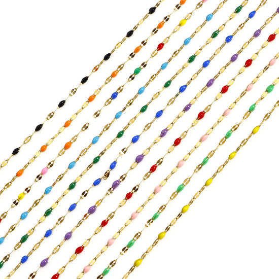 Imagen de 1 M Enchapado al Vacío 304 Acero Inoxidable Cadena de Labios Para Accesorios Hechos a Mano para Hacer Joyas Chapado en Oro Esmalte 2mm
