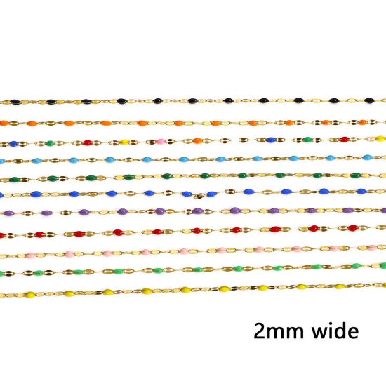 Imagen de 1 M Enchapado al Vacío 304 Acero Inoxidable Cadena de Labios Para Accesorios Hechos a Mano para Hacer Joyas Chapado en Oro Esmalte 2mm