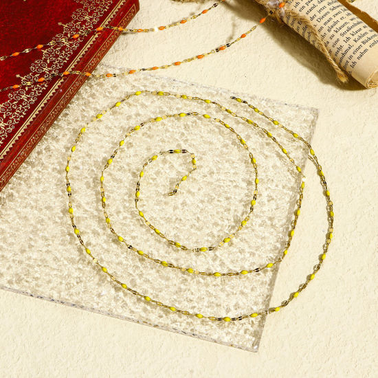 Imagen de 1 M Enchapado al Vacío 304 Acero Inoxidable Cadena de Labios Para Accesorios Hechos a Mano para Hacer Joyas Chapado en Oro Esmalte 2mm