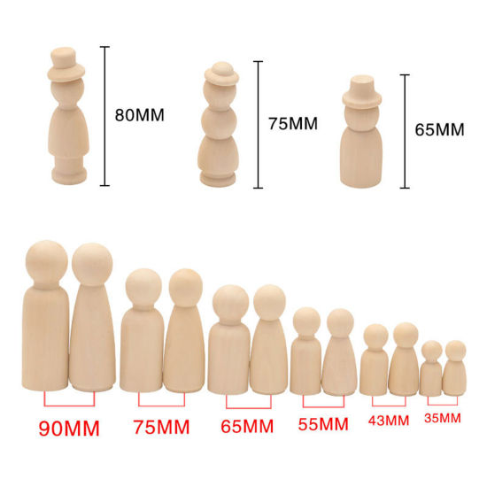 Picture of Wood Unfinished Blank Peg Doll Bodies For DIY Painting Craft Ornament Natural Human