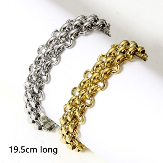 Picture of 304 Stainless Steel Handmade Link Chain Bracelets 19.5cm(7 5/8") long