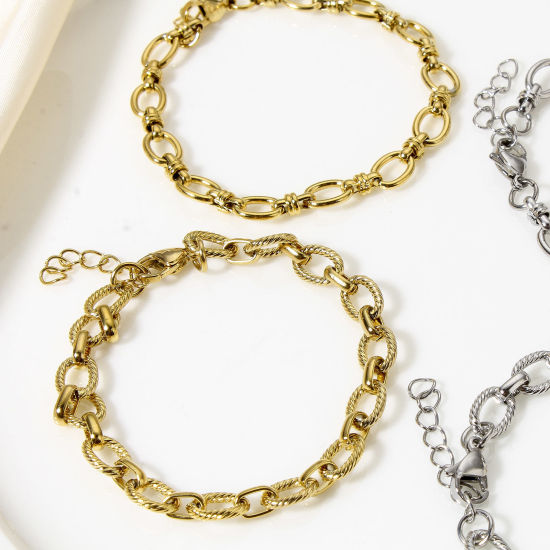 Bild von 1 Strang 304 Edelstahl 8-Form Kette Armband