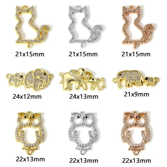 Picture of Brass Connectors Charms Pendants Animal Real Gold Plated Micro Pave                                                                                                                                                                                           
