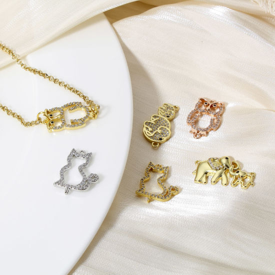 Picture of Brass Connectors Charms Pendants Animal Real Gold Plated Micro Pave                                                                                                                                                                                           