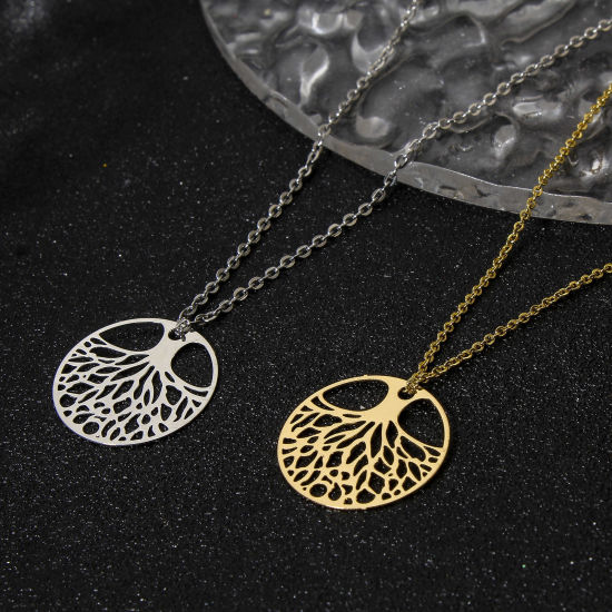 Picture of Iron Based Alloy Filigree Stamping Connectors Charms Pendants Multicolor Round Tree of Life Hollow 20mm Dia.