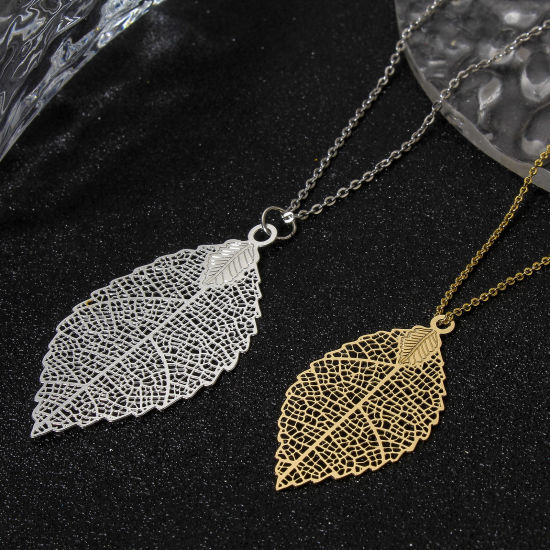 Picture of Iron Based Alloy Filigree Stamping Pendants Multicolor Leaf Hollow