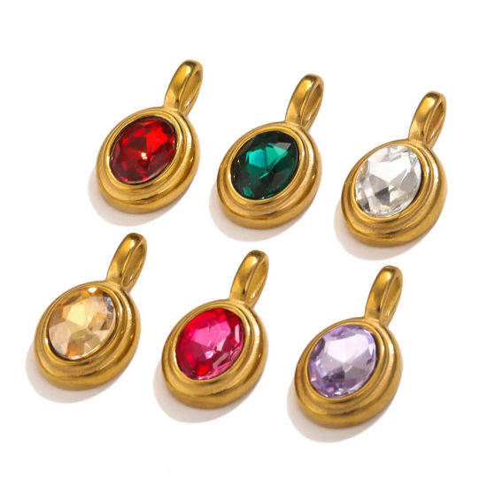 Immagine di 1 Pz 304 Acciaio Inossidabile Charms Ovale Placcato Oro 18K 13mm x 23mm