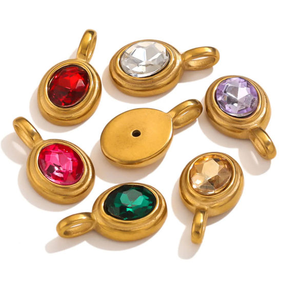 Immagine di 1 Pz 304 Acciaio Inossidabile Charms Ovale Placcato Oro 18K 13mm x 23mm