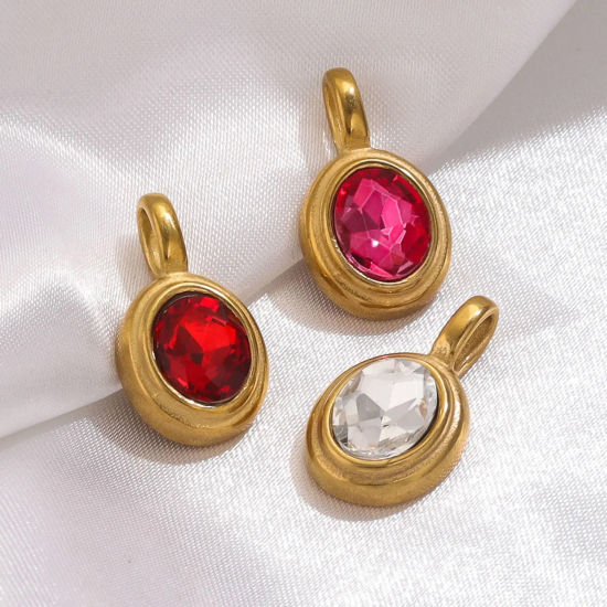 Immagine di 1 Pz 304 Acciaio Inossidabile Charms Ovale Placcato Oro 18K 13mm x 23mm