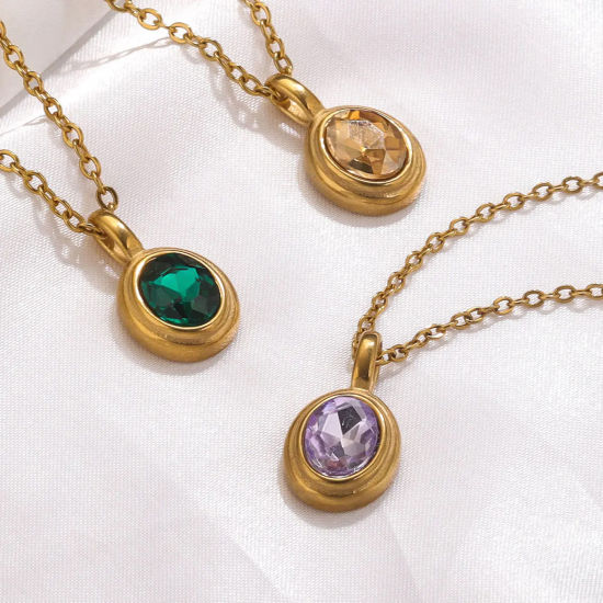 Immagine di 1 Pz 304 Acciaio Inossidabile Charms Ovale Placcato Oro 18K 13mm x 23mm