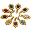 Bild von 1 Stück 304 Edelstahl & Stein Böhmischer Stil Charms Oval 18K Gold plattiert 13mm x 22mm