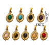 Bild von 1 Stück 304 Edelstahl & Stein Böhmischer Stil Charms Oval 18K Gold plattiert 13mm x 22mm