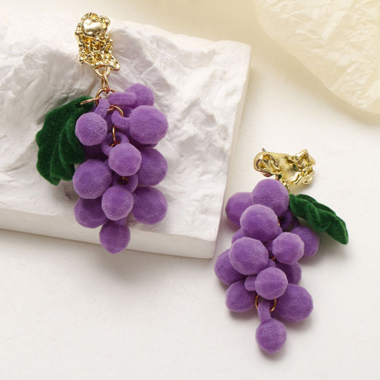 Picture of Acrylic Charms Grape Fruit Multicolor Flocking