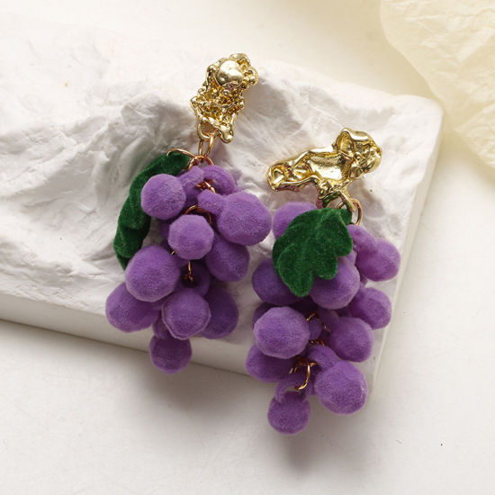 Picture of Acrylic Charms Grape Fruit Multicolor Flocking