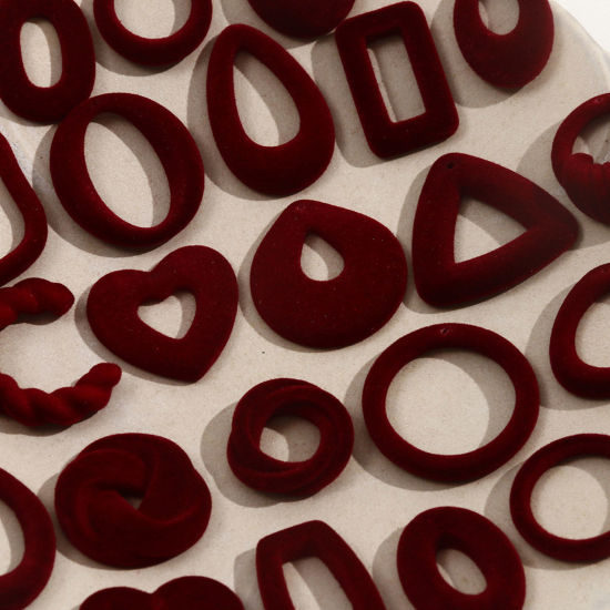 Picture of Acrylic Geometric Pendants Wine Red Flocking