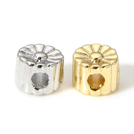Picture of Brass Pastoral Style Beads For DIY Jewelry Making Real Gold Plated Sunflower