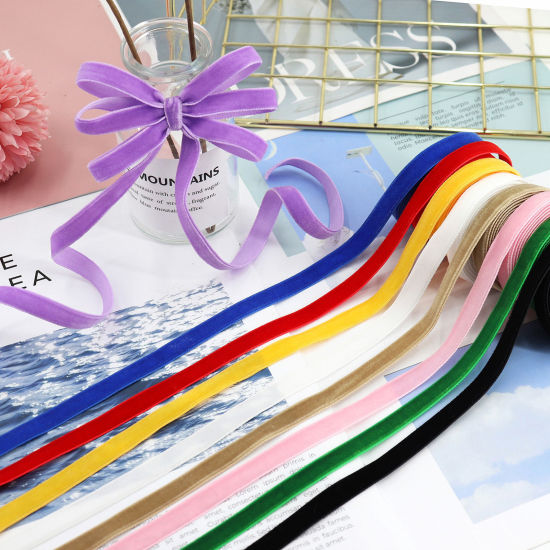 Picture of Velvet Ribbon DIY Wedding Party Gift Wrapping Sewing Craft Decoration Multicolor Flocking 10mm