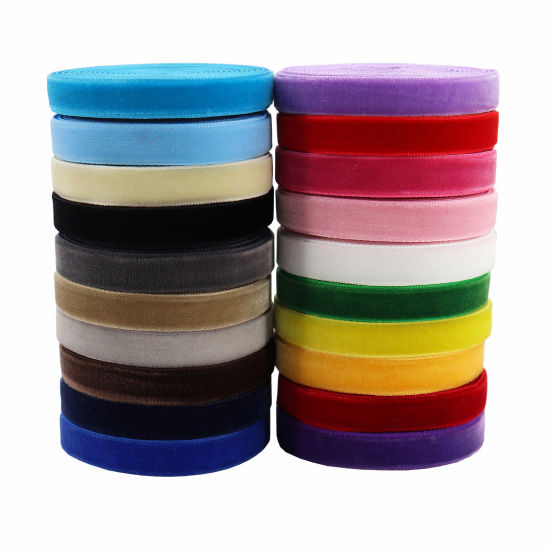 Picture of Velvet Ribbon DIY Wedding Party Gift Wrapping Sewing Craft Decoration Multicolor Flocking 10mm