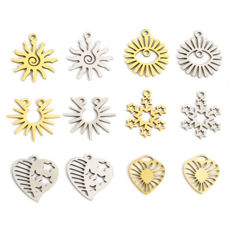 1 Pz Ecologico 304 Acciaio Inossidabile San Valentino Ciondoli Cuore Multicolore Stella Filigrana