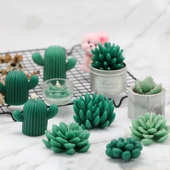 Picture of Silicone Resin Mold For Candle Soap DIY Making Succulent Plant Cactus 3D White